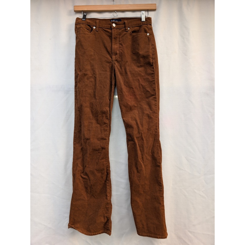 GAP 70s Flare‎ Pants Womens 8 Brown Corduroy High Rise Stretch Retro Cords